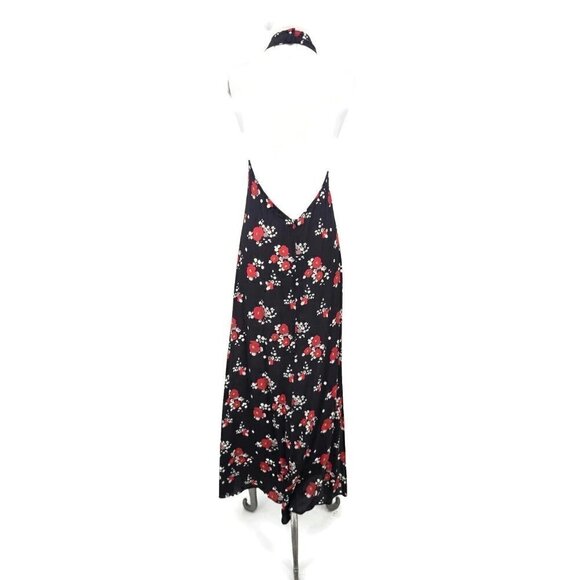 New Flynn Skye Rose Cluster Tyra Maxi Dress Womens Small High Neck Halter Slits - Picture 5 of 7